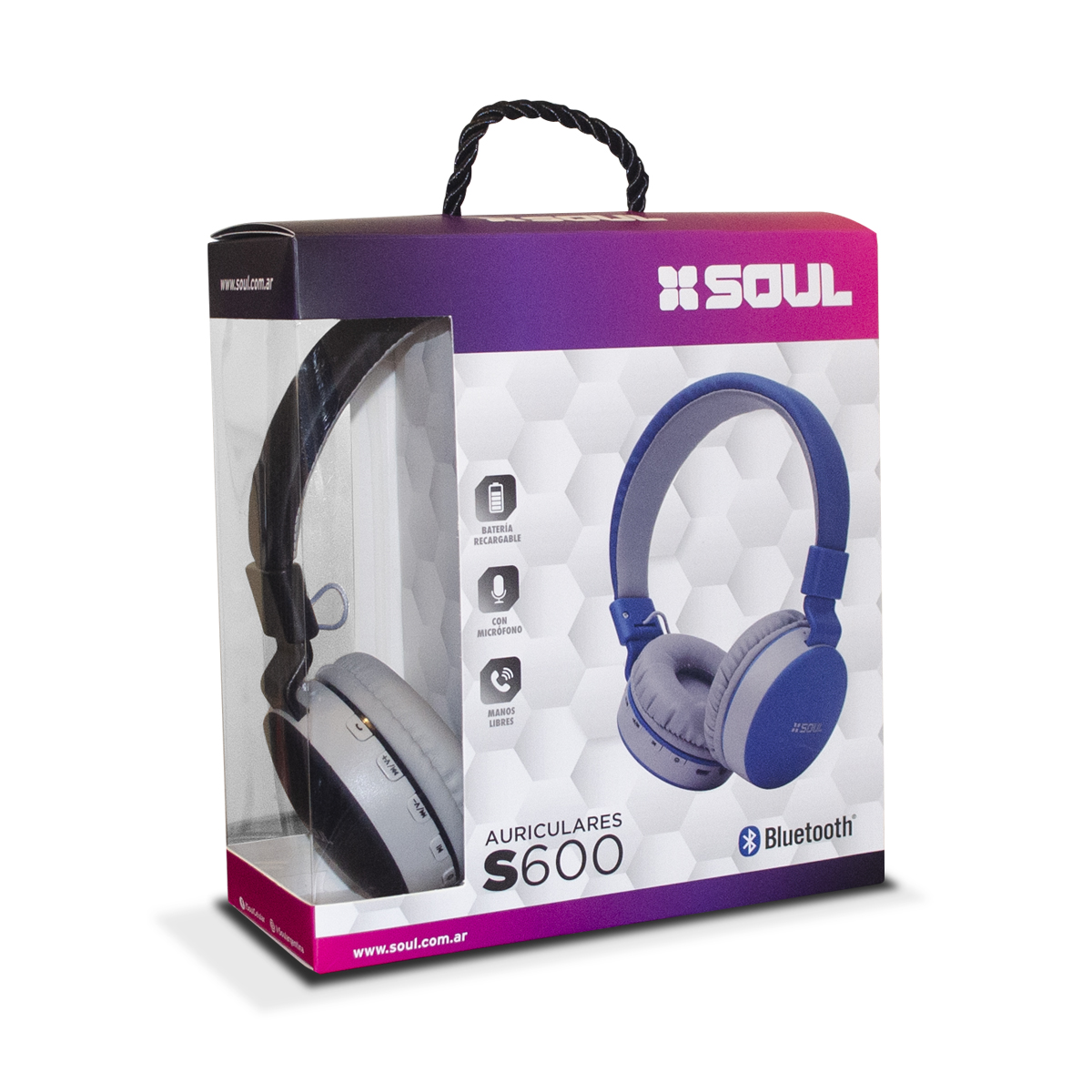 Auriculares Inalámbricos Bluetooth Vincha Soul S600 Azul Rosa - Imagen 2