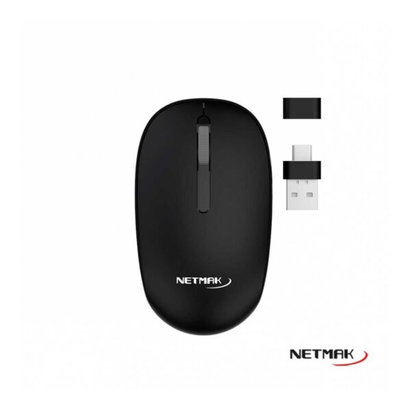 Mouse Inalámbrico Pc Notebook Receptor Usb Usb-c Netmak M660 Color Negro - Imagen 2