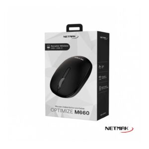 Mouse Inalámbrico Pc Notebook Receptor Usb Usb-c Netmak M660 Color Negro