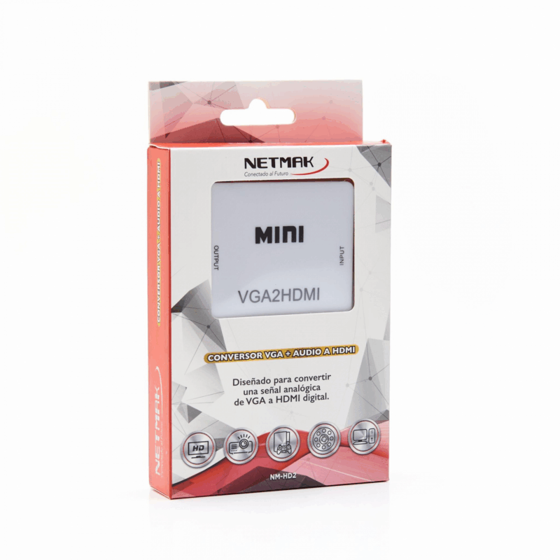 Adaptador Conversor Vga A Hdmi Netmak Salida Audio 3.5