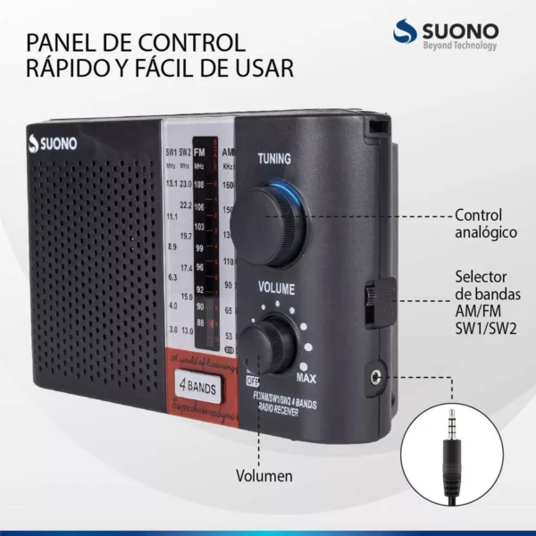 Suono Radio Portátil Dual Suono Ayv0124 Sw1-2 Am y Fm - Imagen 4