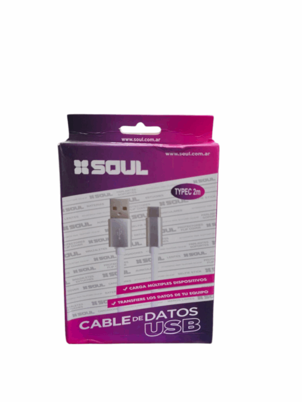 Cable Tipo C 2 Metros Soul Datos Y Carga Rapida