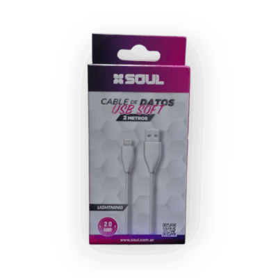 Cable Soul Para iPhone 7 8 X 11 Plus Carga Rapida 2 Metros Color Blanco