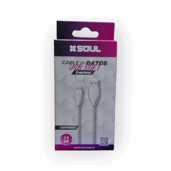 Cable Soul Para iPhone 7 8 X 11 Plus Carga Rapida 2 Metros Color Blanco