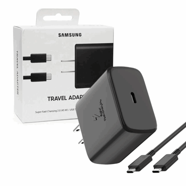 Cargador Samsung 45w S25+ S25 Ultra Tipo C + Cable Color Negro