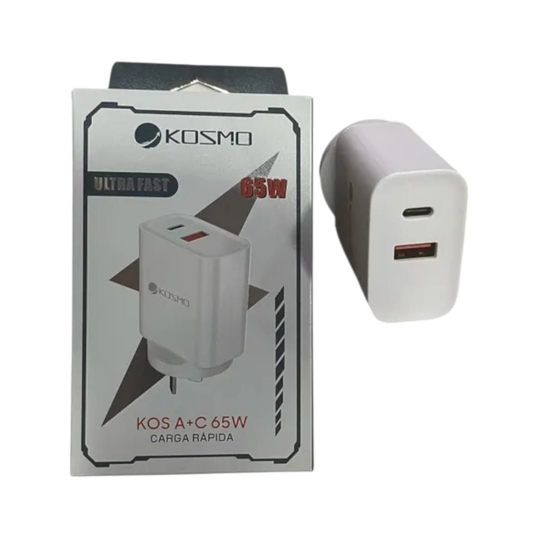 Cargador Dual Kosmo Ultra Fast 65w Usb A + Tipo C Usb-c
