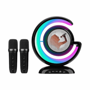 Parlante Negro y Rosa Bluetooth Portatil Led Rgb Karaoke 2 Microfonos