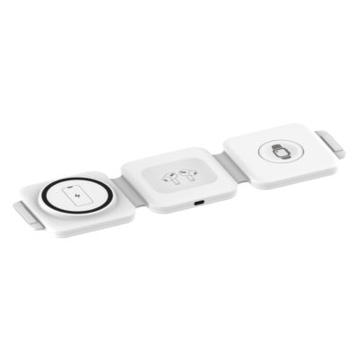 Cargador Inalámbrico Para Iphone Watch Airpods 22.5w 3 En 1 Blanco