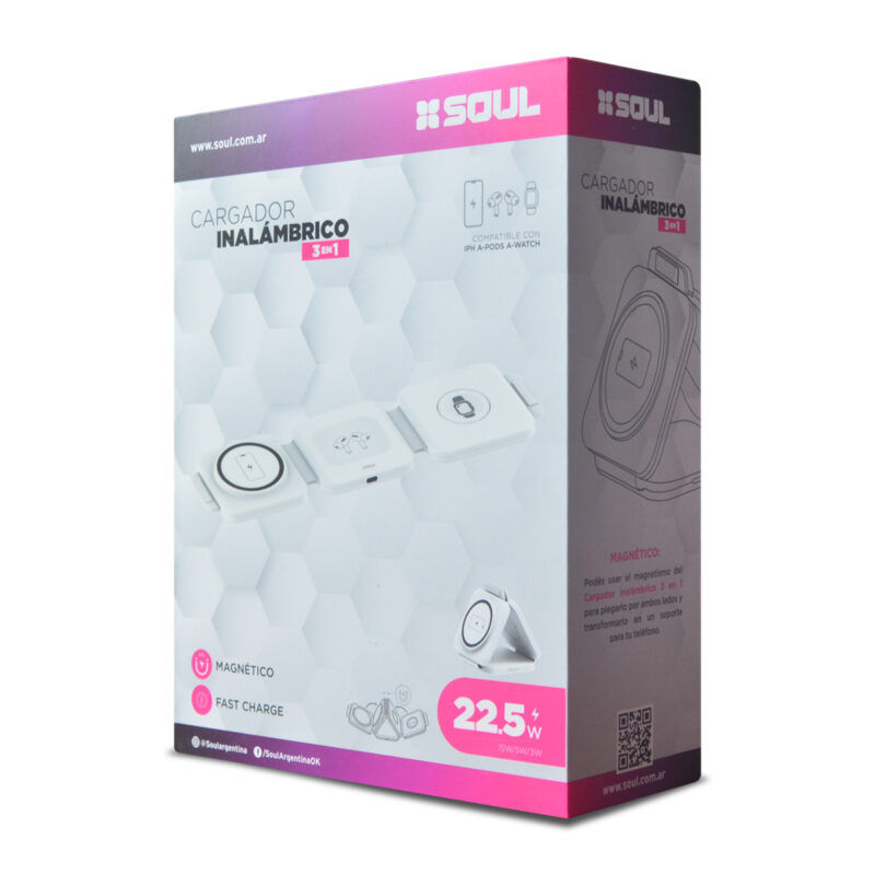 Cargador Inalámbrico Para Iphone Watch Airpods 22.5w 3 En 1 Blanco - Imagen 2