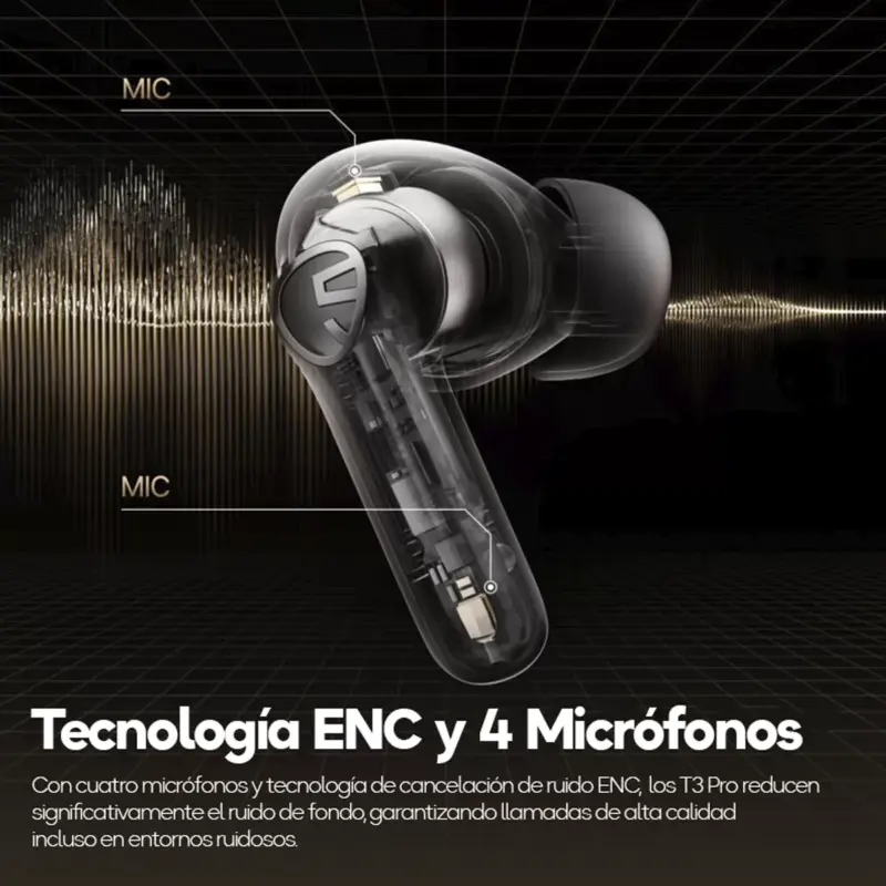SoundPeats Auriculares Bluetooth In-ear T3 Pro Soundpeats Negro - Imagen 2