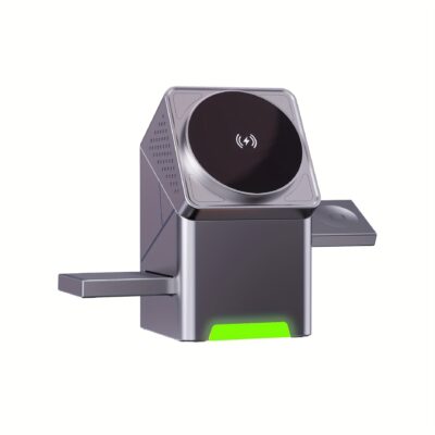 Cargador Inalámbrico Para Iphone Watch Airpods 15w 3 En 1 Gris