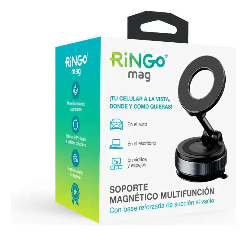 Soporte Ringo Celular Auto Magnético 360° Con Ventosa Premium