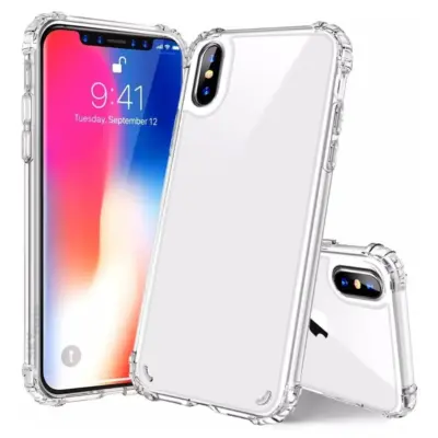 Funda Antishock Transparente Para Iphone Xs+Vidrio Templado 9D