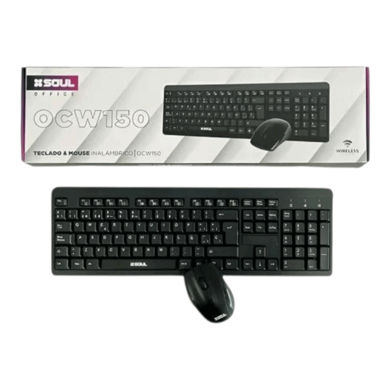 Teclado Mouse Inalámbrico Soul Ocw150 Mouse Negro Teclado Negro