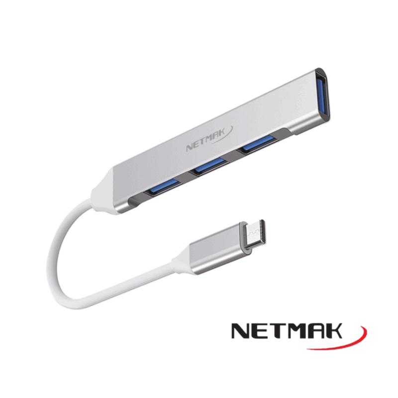 HUB TIPO C a 3 puertos USB2.0 + 1 USB 3.0 - Metálico NM-AC09