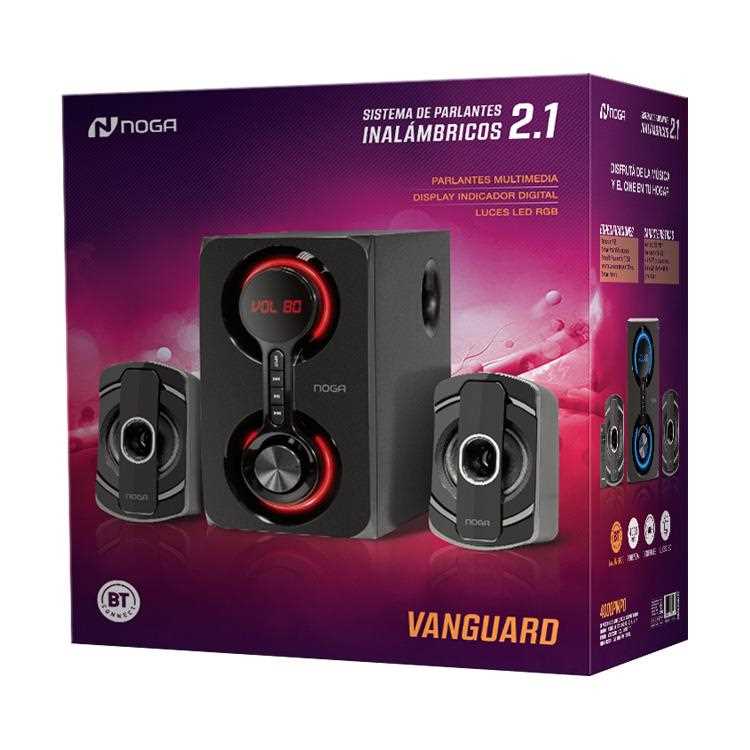 Parlante Pc Computadora Inalambrico Tv 2.1 Luz Noga Vanguard Color Negro - Imagen 3