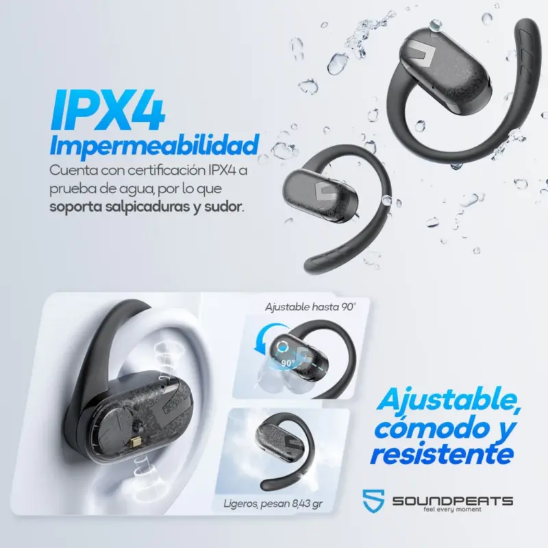 Auriculares Soundpeats Breezy Open Ear Bluetooth 5.4 Hi-Res 40h - Imagen 4