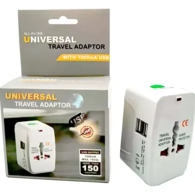 Adaptador Universal Para Viaje 2 Entradas Usb Enchufe 220v