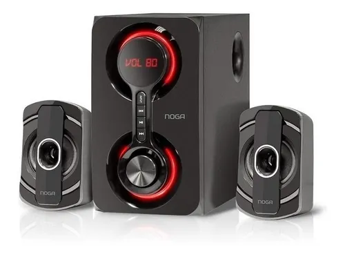 Parlante Pc Computadora Inalambrico Tv 2.1 Luz Noga Vanguard Color Negro - Imagen 2
