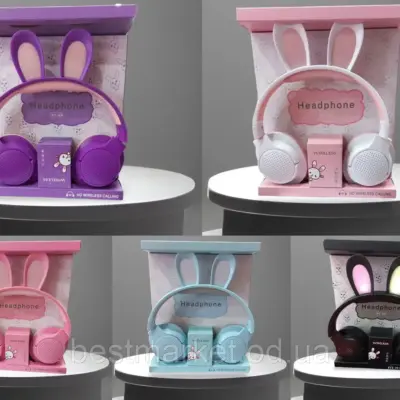 Auricular Inalámbrico Bluetooth Con Luz Led Orejas Solo Color Rosa