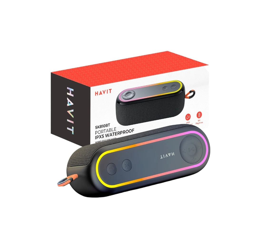Parlante Portátil Havit Sk810bt Bt V5.4 Usb Aux Ipx5 Rgb - Negro