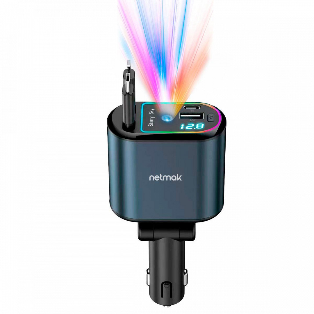 Cargador de auto 4en1 con luz de estrellas 66W NM-UCC9