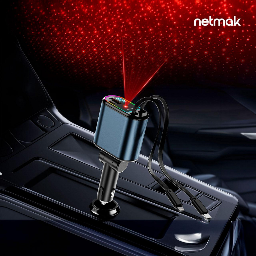 Cargador de auto 4en1 con luz de estrellas 66W NM-UCC9 - Imagen 2