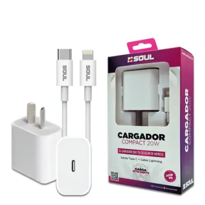 Cargador Soul Compact 20w Cable Tipo C- Lightning