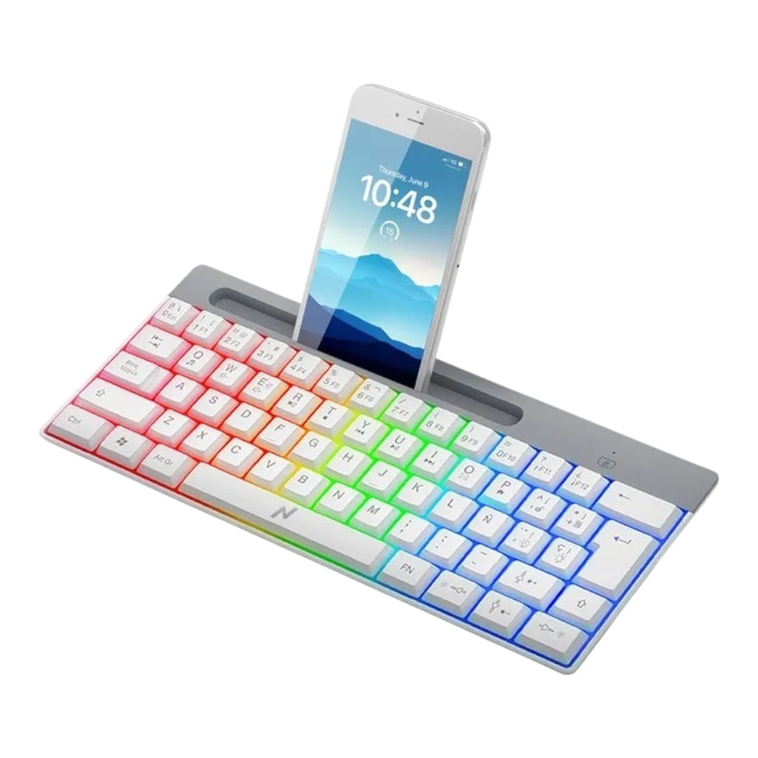 Teclado Gamer Rgb Cable Usb Soporte Celular Noga Nkb-q60 Blanco