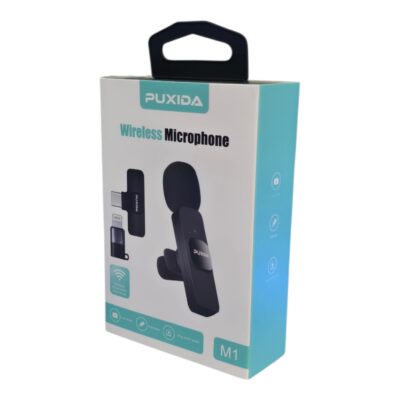 Micrófono Corbatero Inalámbrico Puxida USB C iPhone Android x1 Negro