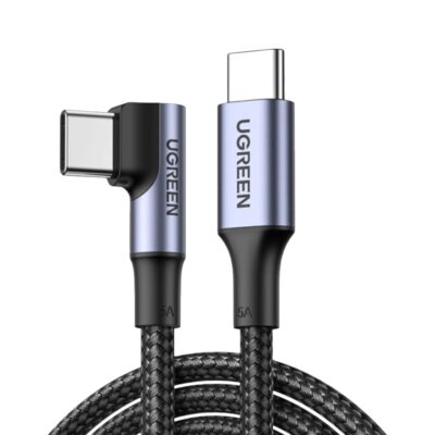 Cable USB-C a USB-C PD CARGA RAPIDA 90° 5A MÁX 1M NEGRO 100w