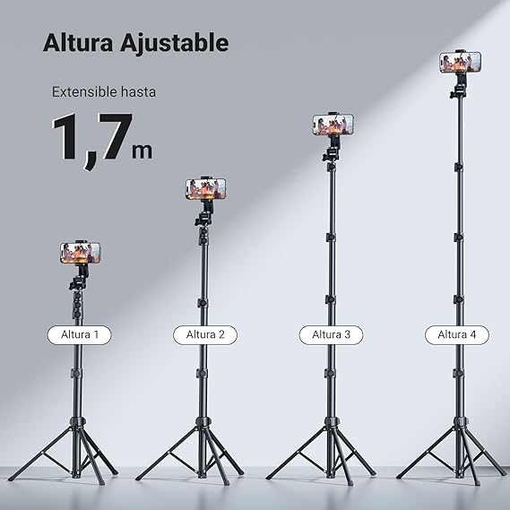 Selfie stick Ugreen LP680 with stand and Bluetooth 1.8m remote control - black - Imagen 2