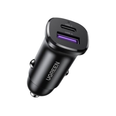 CARGADOR RAPIDO P/AUTO 2PTOS 30W NEGRO EC305 UGREEN
