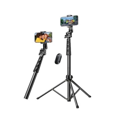 Selfie stick Ugreen LP680 with stand and Bluetooth 1.8m remote control - black